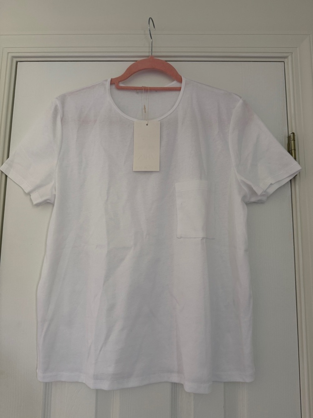 NWT ZARA Pocket T-shirt White XL - Picture 2 of 5